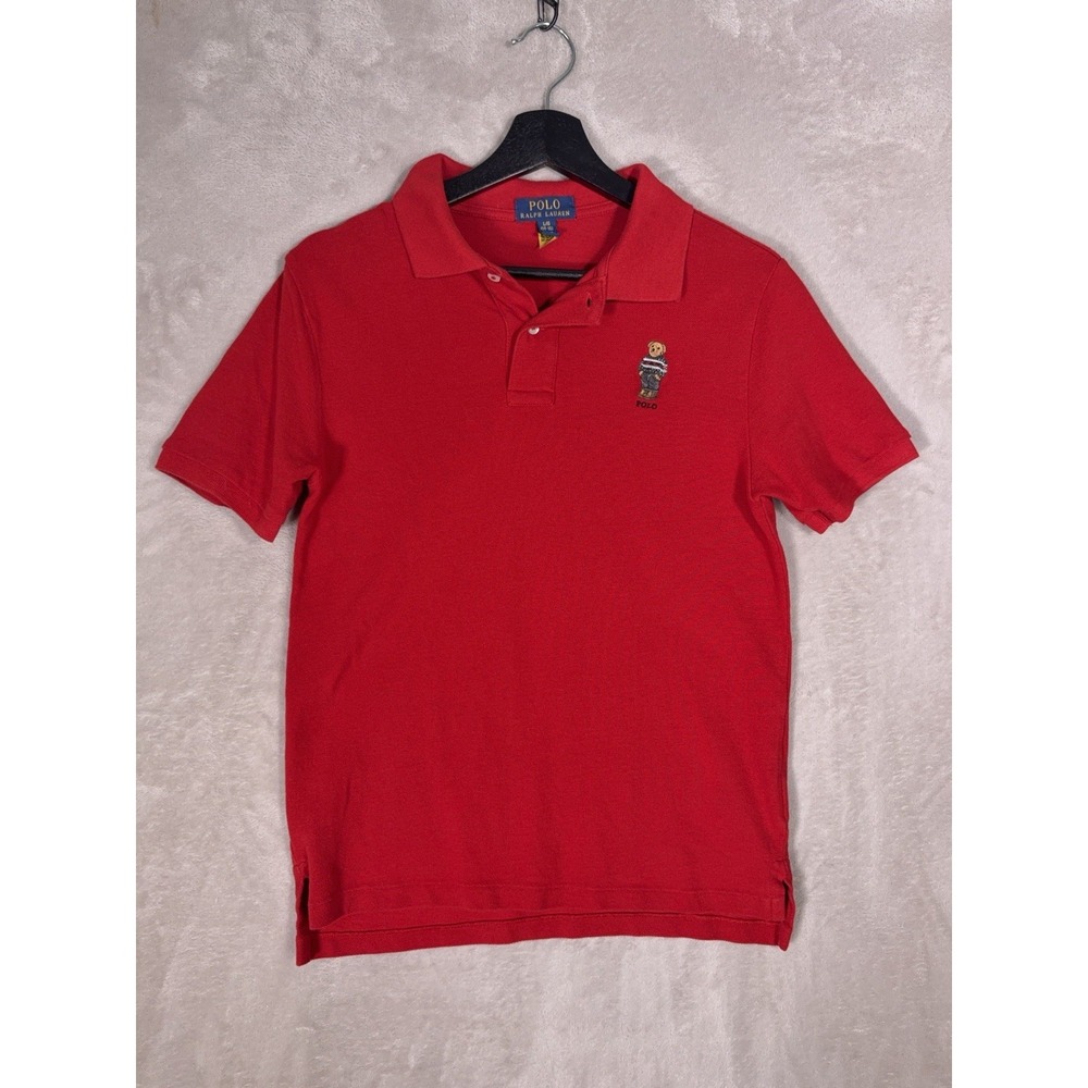 Polo Ralph Lauren Polo Bear Shirt Boys Large Red Heritage Preppy Cotton Polo